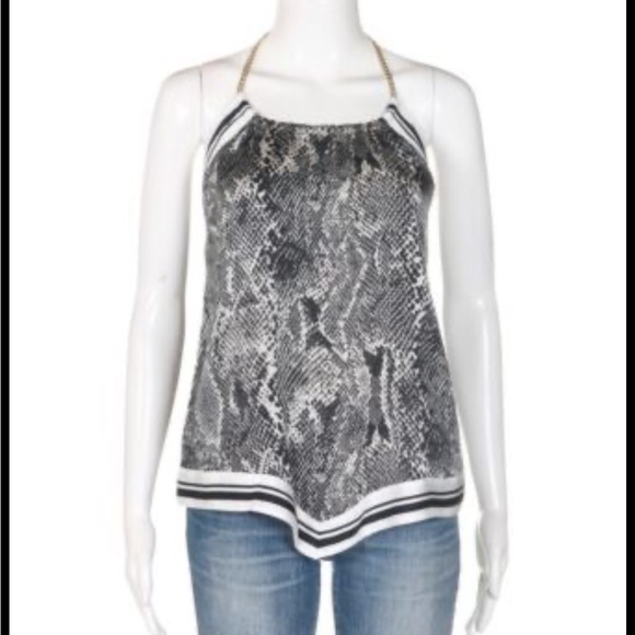 Express Snake Print Chain Tie Back Handkerchief Top - Picture 3 of 11